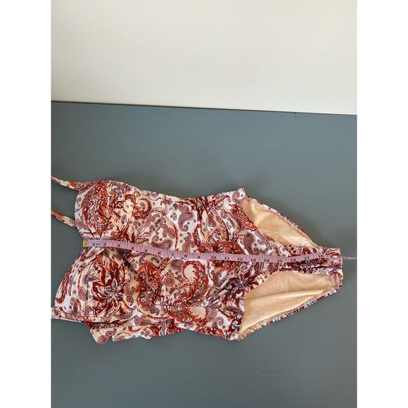 Niptuck Swim womens one piece bathing suit red orange print size 4 - Picture 7 of 7